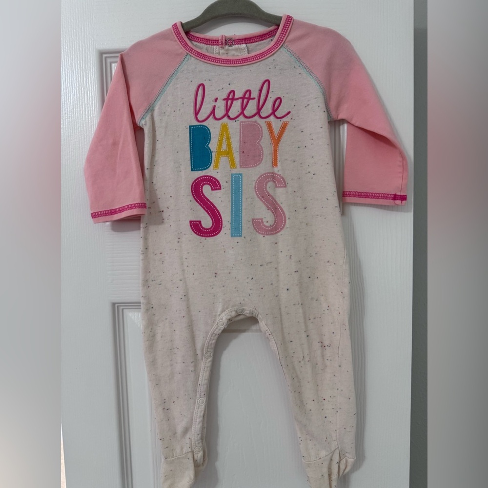 Mud Pie Little Baby Sis footed onesie